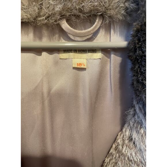 Vintage 1980's Gray Dyed Rabbit Fur Coat Collared w/ Pockets - Picture 4 of 8